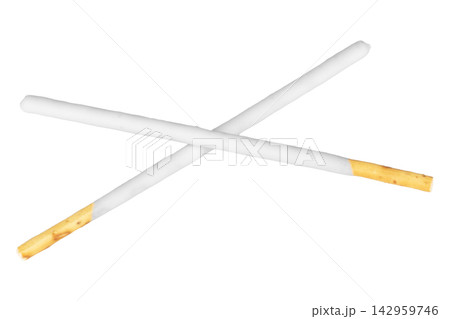 White chocolate coated biscuit sticks isolated on white background White chocolate coated biscuit sticks isolated on white background 142959746