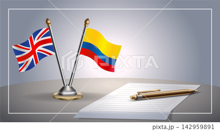 Small national flag of United Kingdom and Colombia flag Relation, Template Vector Illustration 142959891