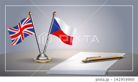 Small national flag of United Kingdom and Czech Republic flag Relation, Template Vector Illustration 142959900