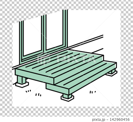 戸建住宅のウッドデッキ_単色 戸建住宅のウッドデッキ_単色 142960456