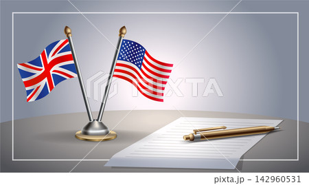 Small national flag of United Kingdom and United States flag Relation, Template Vector Illustration 142960531