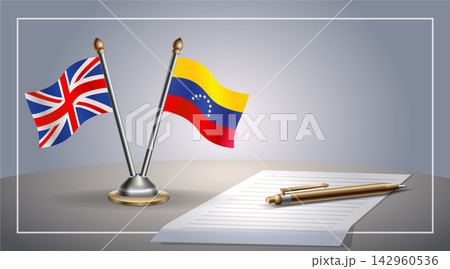 Small national flag of United Kingdom and Venezuela flag Relation, Template Vector Illustration 142960536
