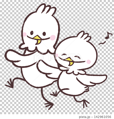 An illustration of white birds skipping in a line. An illustration of white birds skipping in a line. 142961056