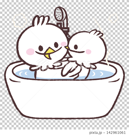 一幅白鳥和嬰兒一起洗澡的插圖。 一幅白鳥和嬰兒一起洗澡的插圖。 142961061