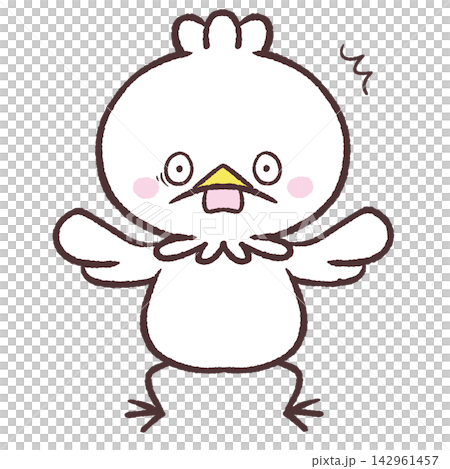A frontal illustration of a surprised white bird A frontal illustration of a surprised white bird 142961457