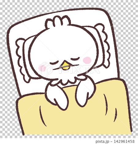 Illustration of a sleeping white bird Illustration of a sleeping white bird 142961458