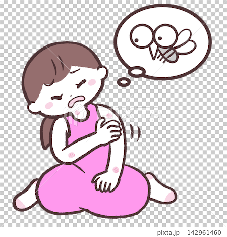 Illustration of a woman bitten by a mosquito 142961460