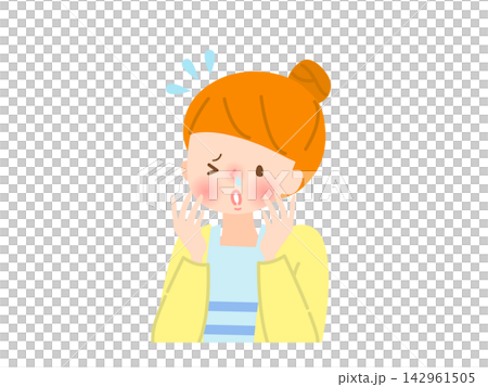 患有皮膚粗糙的女人的插圖 患有皮膚粗糙的女人的插圖 142961505
