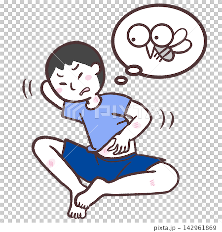 Illustration of a man bitten by a mosquito Illustration of a man bitten by a mosquito 142961869
