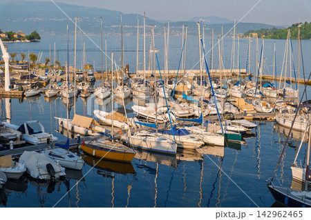 Sailing boats in marina on Lake Garda in Italy 142962465