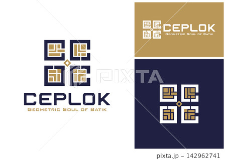 Ceplok batik geometric square grid logo bundle for contemporary fashion brand. 142962741