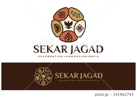 Sekar jagad batik logo design with floral elements for authentic craft businesses. 142962743