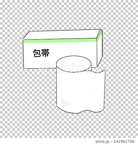 包帯の箱と巻いた包帯 医療用衛生材料 包帯の箱と巻いた包帯 医療用衛生材料 142962786