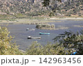 Fishing boats moored along the shore of Lake Bafa in Turkey. Selective Focus. 142963456