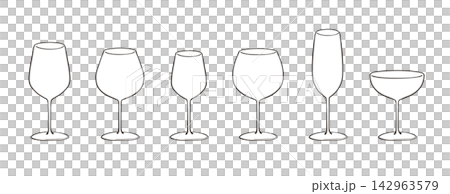 酒杯類型的插圖集 酒杯類型的插圖集 142963579