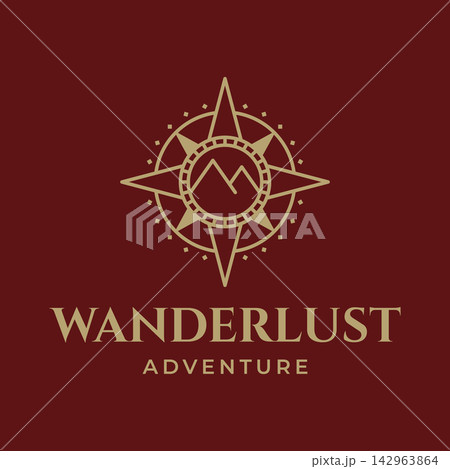 minimalist compass and mountain line art icon logo vector illustration design. simple modern wanderlust adventure logo concept minimalist compass and mountain line art icon logo vector illustration design. simple modern wanderlust adventure logo concept 142963864