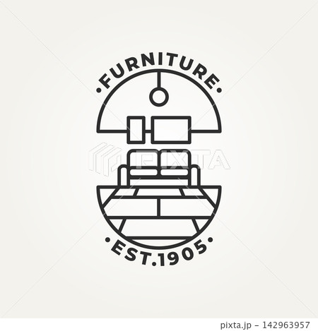 minimalist sofa furniture in living room line art badge icon logo vector illustration design. simple modern home interior decor emblem logo concept minimalist sofa furniture in living room line art badge icon logo vector illustration design. simple modern home interior decor emblem logo concept 142963957