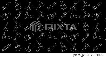 Handyman and construction tools pattern background in solid and line art style 142964097