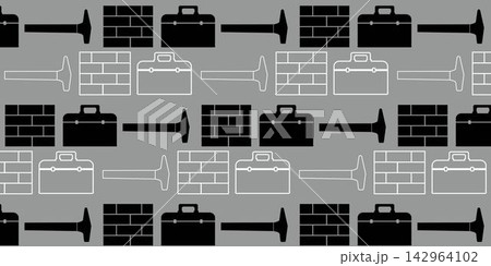 Handyman and construction tools pattern background in solid and line art style Handyman and construction tools pattern background in solid and line art style 142964102