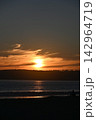 California Coastal Ocean Sunset with Silhouetted Beach 142964719