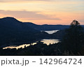 Mountain Lake Sunset Vista at Dusk 142964724