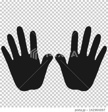 Handprint icon, simple, flat, both hands, black Handprint icon, simple, flat, both hands, black 142964897