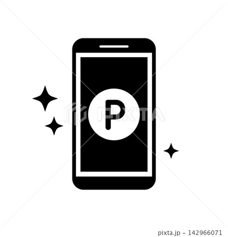 スマホでポイントが貯まる様子を表したシルエットアイコン スマホでポイントが貯まる様子を表したシルエットアイコン 142966071