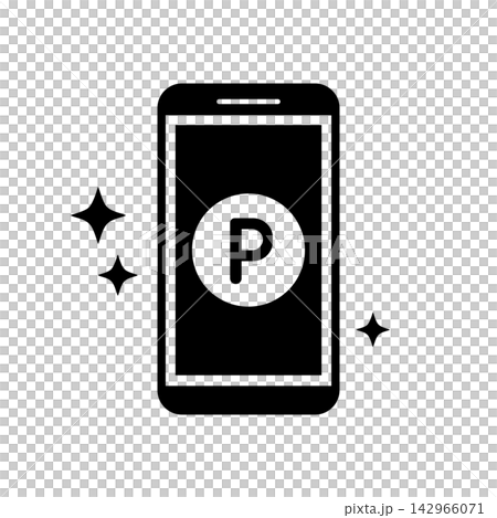 スマホでポイントが貯まる様子を表したシルエットアイコン スマホでポイントが貯まる様子を表したシルエットアイコン 142966071