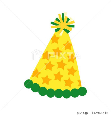illustration of a yellow party hat with star illustration of a yellow party hat with star 142966416