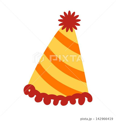 orange striped party hat illustration orange striped party hat illustration 142966419