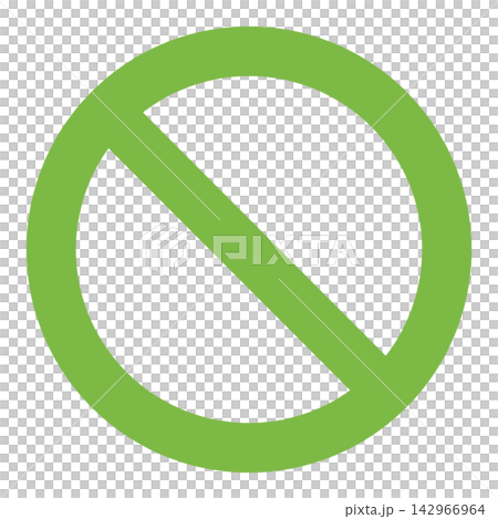 Simple green prohibition sign with a circle and diagonal lines, transparent background. Simple green prohibition sign with a circle and diagonal lines, transparent background. 142966964