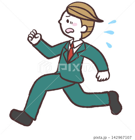 スーツを着た男性が走る横向きのイラスト 142967107