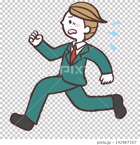 A side view illustration of a man in a suit running. A side view illustration of a man in a suit running. 142967107