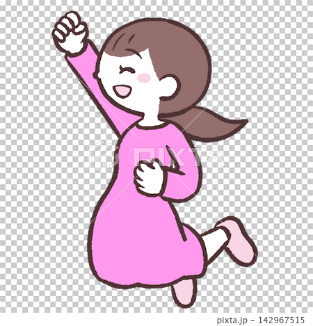 Illustration of a woman jumping from the side. Illustration of a woman jumping from the side. 142967515