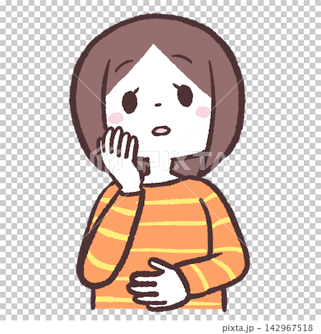 孕婦思考時的上半身插圖。 142967518