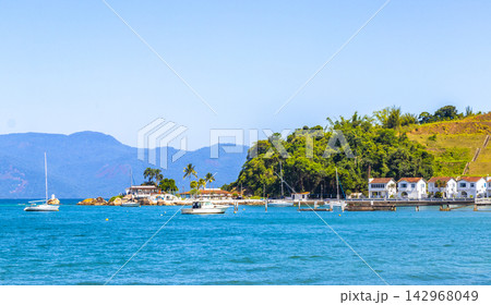 Panorama of tropical port pier in Angra dos Reis Brazil. 142968049