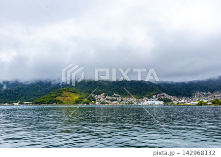 Rainy cloudy tropical coastal panorama of Angra dos Reis Brazil. 142968132