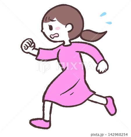 走る女性の横向きイラスト 142968254