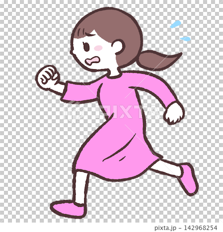 Side view illustration of a running woman Side view illustration of a running woman 142968254