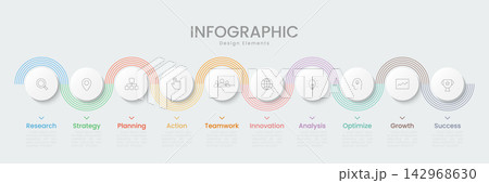 Infographic 10 options design elements for your business data. Vector Illustration. 142968630