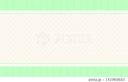 Pastel green vertical stripes and polka dot background with ribbon border. Pastel green vertical stripes and polka dot background with ribbon border. 142968683