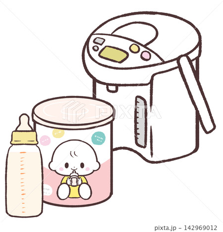 粉ミルクとポットのイラスト 粉ミルクとポットのイラスト 142969012