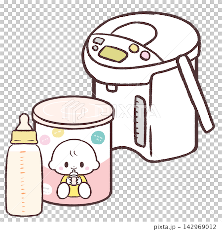粉ミルクとポットのイラスト 粉ミルクとポットのイラスト 142969012