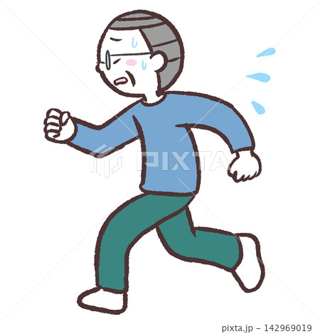走るシニア男性のイラスト 走るシニア男性のイラスト 142969019