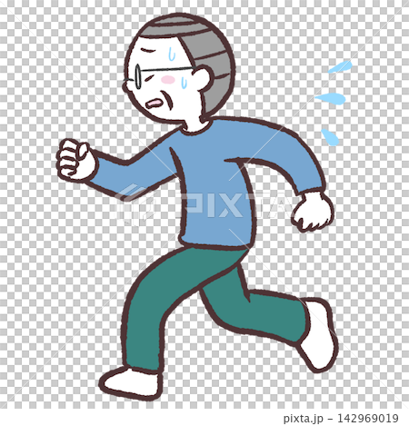 走るシニア男性のイラスト 走るシニア男性のイラスト 142969019