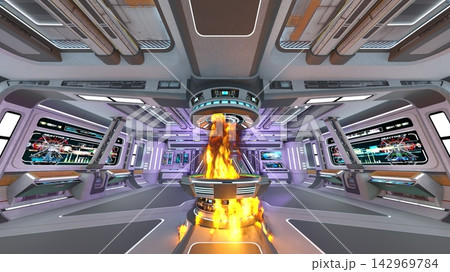 宇宙船内の風景 142969784