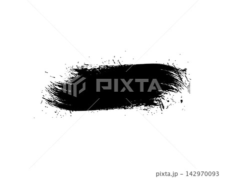 Ink brushstroke and paintbrush template with splashes grunge. black ink brush stroke. Dirty artistic design elements Ink brushstroke and paintbrush template with splashes grunge. black ink brush stroke. Dirty artistic design elements 142970093