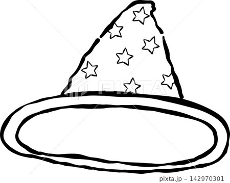 Hand Drawn Wizard Hat Outline Hand Drawn Wizard Hat Outline 142970301