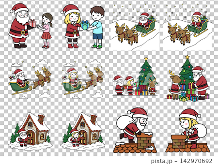 サンタのクリスマスイラストセット サンタのクリスマスイラストセット 142970692