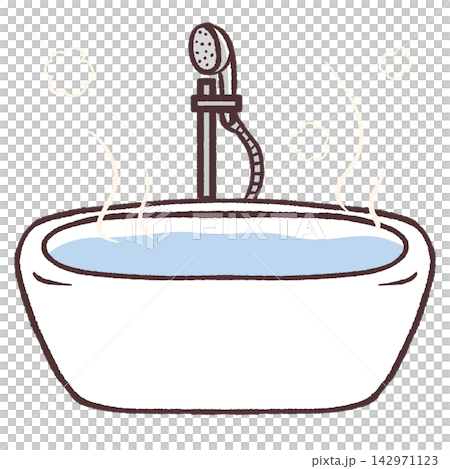 裝滿熱水的浴缸插圖 142971123